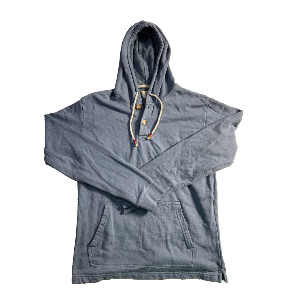 Marine Layer Hoodie Mens Small Blue Portola Beach Henley Pullover Pocket Surf